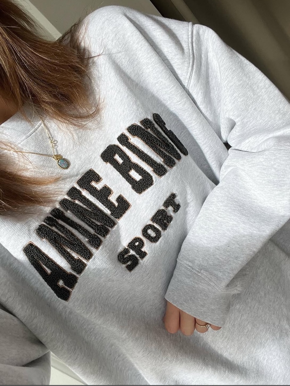 Anine Bing Tyler Oversized Pullover Mockneck Crewneck Sweater in Heather Gray - Picture 3 of 14